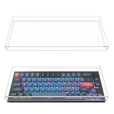 Imagem de GEEKRIA Capa contra poeira de teclado 65%, capa de teclado de acrílico transparente para teclado mecânico de computador de 68 teclas com botão, compatível com Keychron Q2/Q2 Pro/V2, GK GAMAKAY LK67
