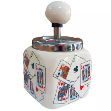 Imagem de Cinzeiro Ceramica Com Tampa E Reservatório Baralho - Spinning Ashtray