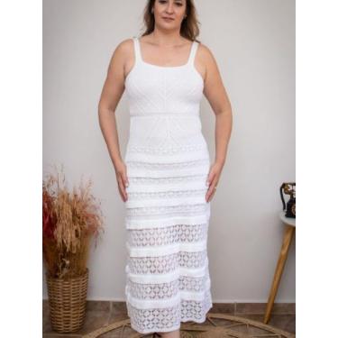 Imagem de Vestido de alça longo trico - Andresa Lima, Branco, M/G