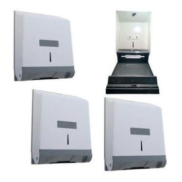 Imagem de Kit 10 Suporte Dispenser Papel Toalha Branco Parede Jsn