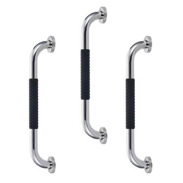 Imagem de Barra de Apoio 40cm Inox Suporte Antiderrapante Kit 3 unidades Banheir