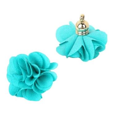 Imagem de 3x2.5cm 30 pçs/lote pingentes de borla de tecido para fabricação de joias chaveiro tiras de celular brinco borla encantos faça você mesmo, verde pavão