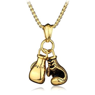 Imagem de Leprato Colar de luvas de boxe corrente de boxe colar com pingente punk joias presentes para homens e mulheres, Zinco, Sem Pedra Preciosa
