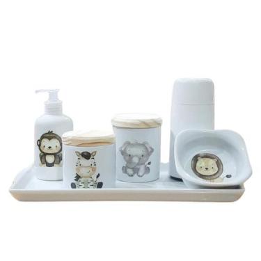 Imagem de Kit higiene bebê Safari 6 pçs - Pçs Porcelana TP Pinus - Genérico