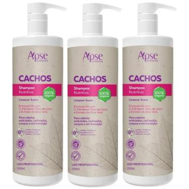 Imagem de Kit 3 Shampoo Nutritivo Cachos Apse Apice Limpeza Suave Vegano Cabelo 
