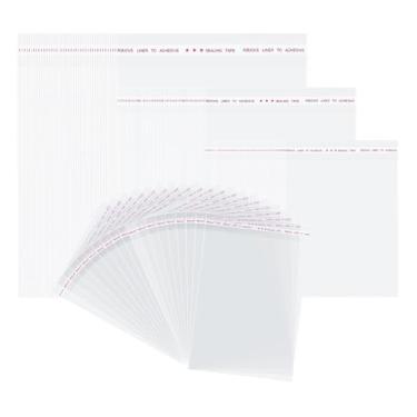 Imagem de 900 sacos plásticos transparentes, 4 tamanhos mistos, sacos de violoncelo, reutilizáveis, sacos de celofane autoadesivos, sacos de plástico OPP (9 x 18 cm, 12 x 17 cm, 14 x 17 cm, 14,5 x 19 cm, 16 x