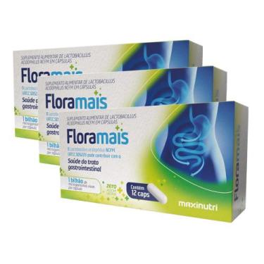 Imagem de Kit 3 Floramais Probiotico Lactobacillus 12 Cáps Maxinutri