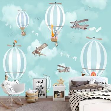 Imagem de Lcythiazole Tamanho personalizável Papel de parede de avião de desenho animado papel de parede animal papel de parede infantil para sala de estar quarto de crianças quarto menino jardim de infância
