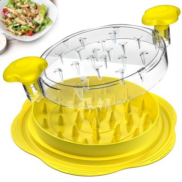 Imagem de Triturador de frango grande para peito de frango com escova e garfo; com visibilidade, tira antiderrapante, alça ergonômica, sem BPA, adequado para frango, carne vermelha e porco (amarelo)