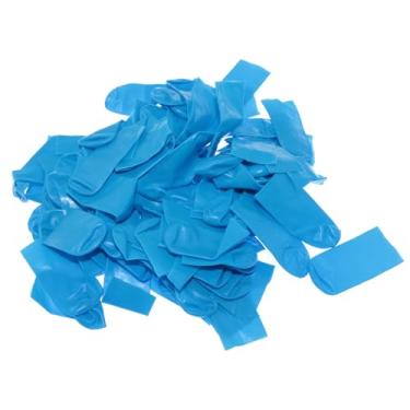Imagem de Lind Kitchen Luva de dedo de borracha de corte de nitrilo 65 mm +/-2 * 25 mm azul descartável antiestática luva de dedo antiderrapante trabalho industrial anti-alérgico luva de proteção de dedo
