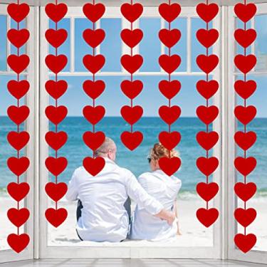 Imagem de CH HAICHENG 80 Guirlanda De Coração De Feltro Vermelho Guirlanda De Dia Dos Namorados Para Decoração De Dia Dos Namorados Suprimentos Para Festa De Aniversário De Casamento