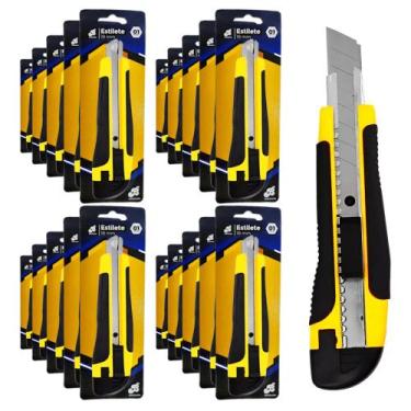 Imagem de Kit 20 Estiletes Profissional C Trava Lamina de 18mm Revenda - Barcelo