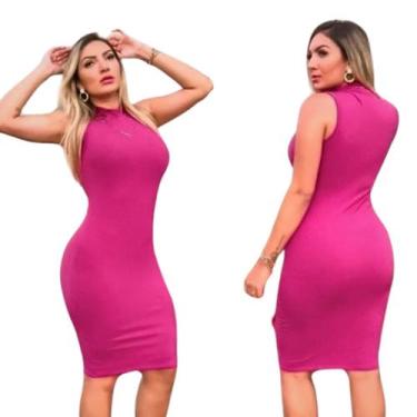 Imagem de Vestido Canelado Gola Alta Feminino - rs, M/42, Verde água