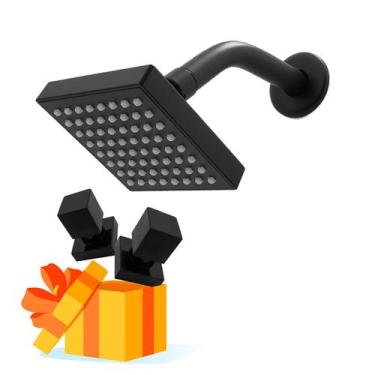 Imagem de Chuveiro Ducha Quadrada Articulável Preto Fosco com Acabamentos - Shop