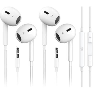 Imagem de Snowhit Pacote com 2 fones de ouvido para iPhone/fones de ouvido para iPhone/iPhone/fones de ouvido com fio de 3,5 mm [certificado MFi] com microfone, controle de volume para iPhone/iPad/iPod