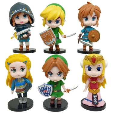 Imagem de Kit 6 Bonecos The Legend Of Zelda Link Princesa Miniaturas 10Cm