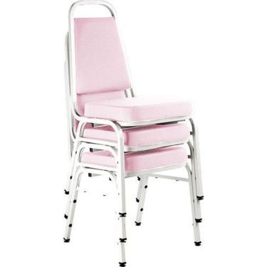 Imagem de Kit com 3 Cadeiras Empilháveis Linha Hotel Plus Rosa