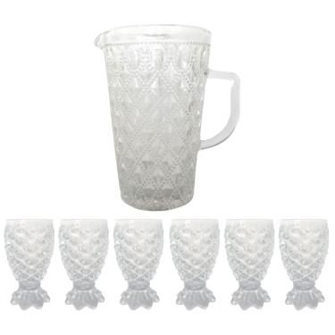 Imagem de Jarra 1,4L com 6 Taças Pineapplle 200ml Vidro Jogo 7 Peças