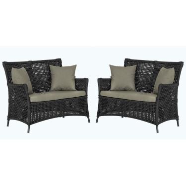 Imagem de 2 Sofás área Externa Igapó Alumínio Preta Corda Náutica E8 Preto