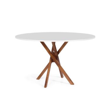 Imagem de Mesa de Jantar Redonda 4 Lugares 90cm em Madeira June Branca - Straub Web