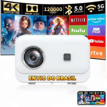 Imagem de [ENVIO DO BRASIL]Projetor Portatil 360° Tv Android/ios 4k 1080p 12000 Lumens, Smart Projetores Retroprojetor 200 ANSI, WIFI 5G+2.4G