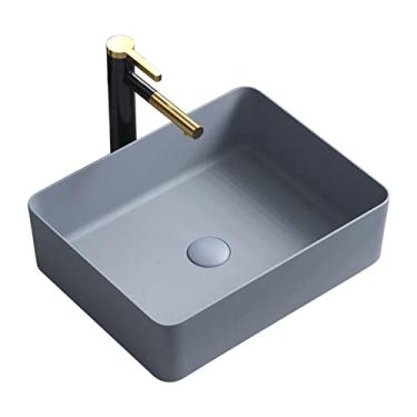 Imagem de Pia de vaso de pia de vaso 48 x 38 cm moderna pia de vaso de banheiro de cerâmica fosca retangular pia de vaso acima do balcão lavatório de vaso de banheiro pia de porcelana lavatório de arte pia de