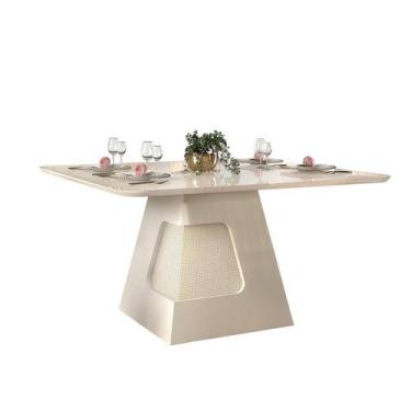 Imagem de Mesa de Jantar Quadrada 8 Lugares Creme Escala 136CM - DJ Moveis