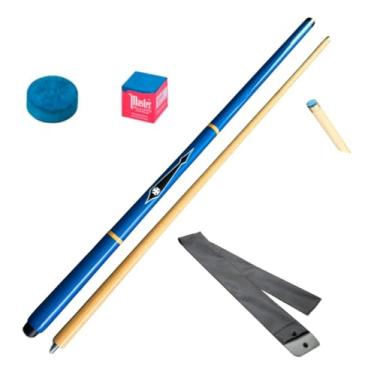 Imagem de Taco Sinuca Snooker Bilhar Profissional Sola Couro + Brindes(Azul)