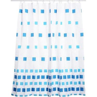 Imagem de Cortina De Banho Mosaico Azul 180x180 Cm - Just Home Collection