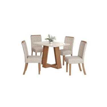 Imagem de Mesa Jantar Lins 120 4 Cadeiras Malu Linho - Henn