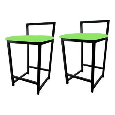 Imagem de Kit 2 Banqueta Baixa Quadrada Industrial Cozinha Balcão Bar - Moveraço