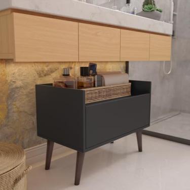 Imagem de Gabinete para Banheiro Grécia Armário Multiuso Organizador com Porta (Preto)