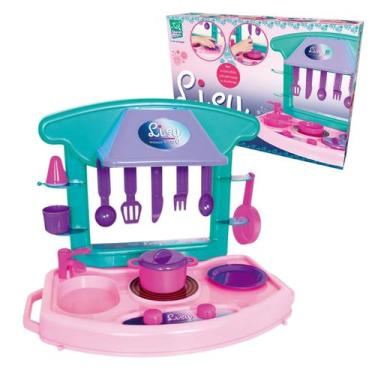 Imagem de Cozinha Infantil Brinquedo Faz de Conta Fogão e Acessórios - Super Toy