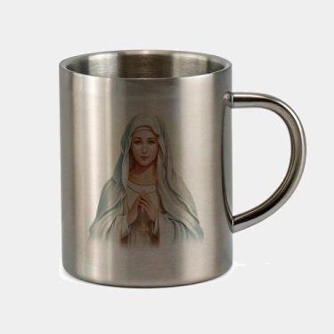 Imagem de Caneca de Inox Premium Prateada 400ml Santo Nossa Senhora de Fatima Ig