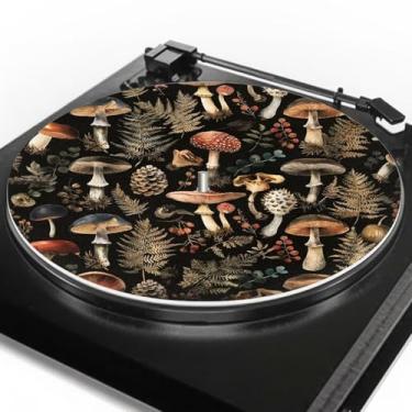 Imagem de GLENLCWE Tapete de feltro para toca-discos vintage de 30,5 cm de cogumelo antivibração, 3 mm de espessura, acessórios de disco de vinil de borracha