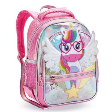 Imagem de Mochila De Costas Escolar Infantil Estampado Unicórnio Wings - Denlex,