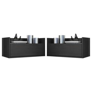 Imagem de Kit Com 2 Mesas De Cabeceira 80Cm Suspensa Multimóveis V4005 Preta Preto
