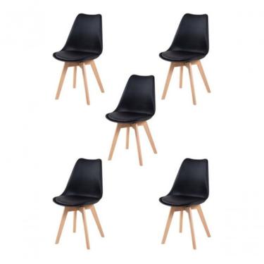 Imagem de Kit 5 Cadeiras Charles Eames Leda Saarinen Preta Preto