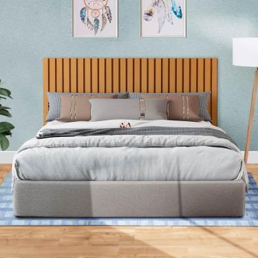 Imagem de Cabeceira Suspensa Ripada Queen Size E Casal Nature Nettie Shop Jm