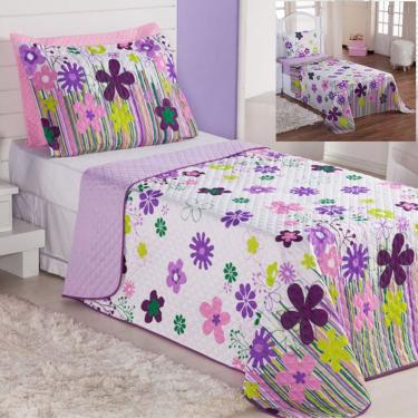 Imagem de Kit Coordenado Cobre Leito Com Lençol Solteiro Alegria Lilás
