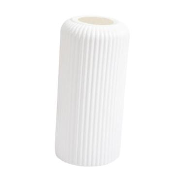 Imagem de WeiLaiKeQi Vaso de flores listrado, acessório floral, decoração portátil para casa, recipiente para plantas, vaso decorativo para estante, presente de casamento, Branco