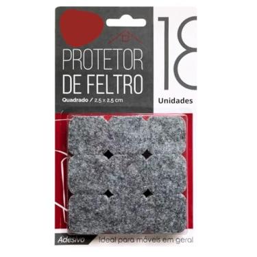 Imagem de 2 Kit de 18 Protetores de Feltro Quadrado Autoadesivo 2,5 x 2,5cm Pé Moveis Cadeiras Resistente Piso Proteção Porta Anti deslizante - Total 36 Unidades