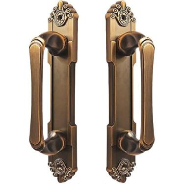 Imagem de Puxador Duplo Colonial Porta Correr Madeira Rústico 270mm Atenas Ouro Vellho Maxima Metais