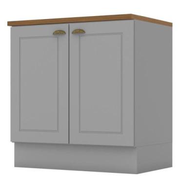 Imagem de Balcão 2 Portas 80cm Americana Cinza com Tampo Cooktop Nature - Móveis