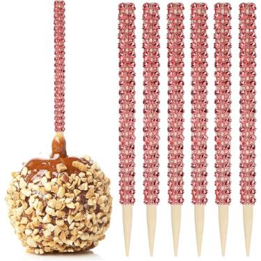 Imagem de MGWOTH 32 Peças De Palitos Bambu Brilhantes Para Maçãs Doces, Espetos Madeira Caramelizada Com Strass E Malha Diamante, Guloseimas Frutas, Bar Pop Mesa Sobremesas, Chá, Aniversário, Casamento, Natal