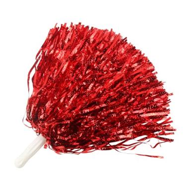 Imagem de Lovecheer 24 Peças De Pompons Torcida Metálicos Vermelhos Com Alça Para Apresentação Dança Festa Espírito Equipe