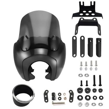 Imagem de FATECIM Carenagem De Farol Motocicleta 5,75" Com Para-Brisa Fumê 13" E Kit Montagem, Bloco Extensão Para Harley Low Rider S Fxlrs 2020 2021 2022 2023