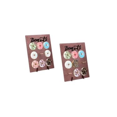 Imagem de DODXIAOBEUL Suporte De Parede Madeira Para Donuts, 2 Peças, Reutilizável, Rústico, Festa Casamento, Aniversário, Família, Decoração Mesa (Curry E Preto)