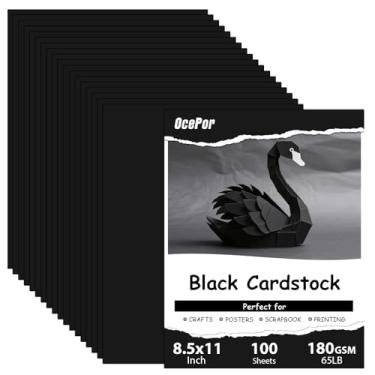 Imagem de 100 folhas de cartolina preta 21,6 cm x 28 cm, 29,5 kg/180 g/m², papel grosso para cartão, papel pesado para impressora, currículo, álbuns, arte, artesanato, cartões de visita