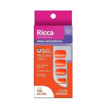 Imagem de Unhas Postiça Ricca Autoadesiva Pô Do Sol 24 Unidades